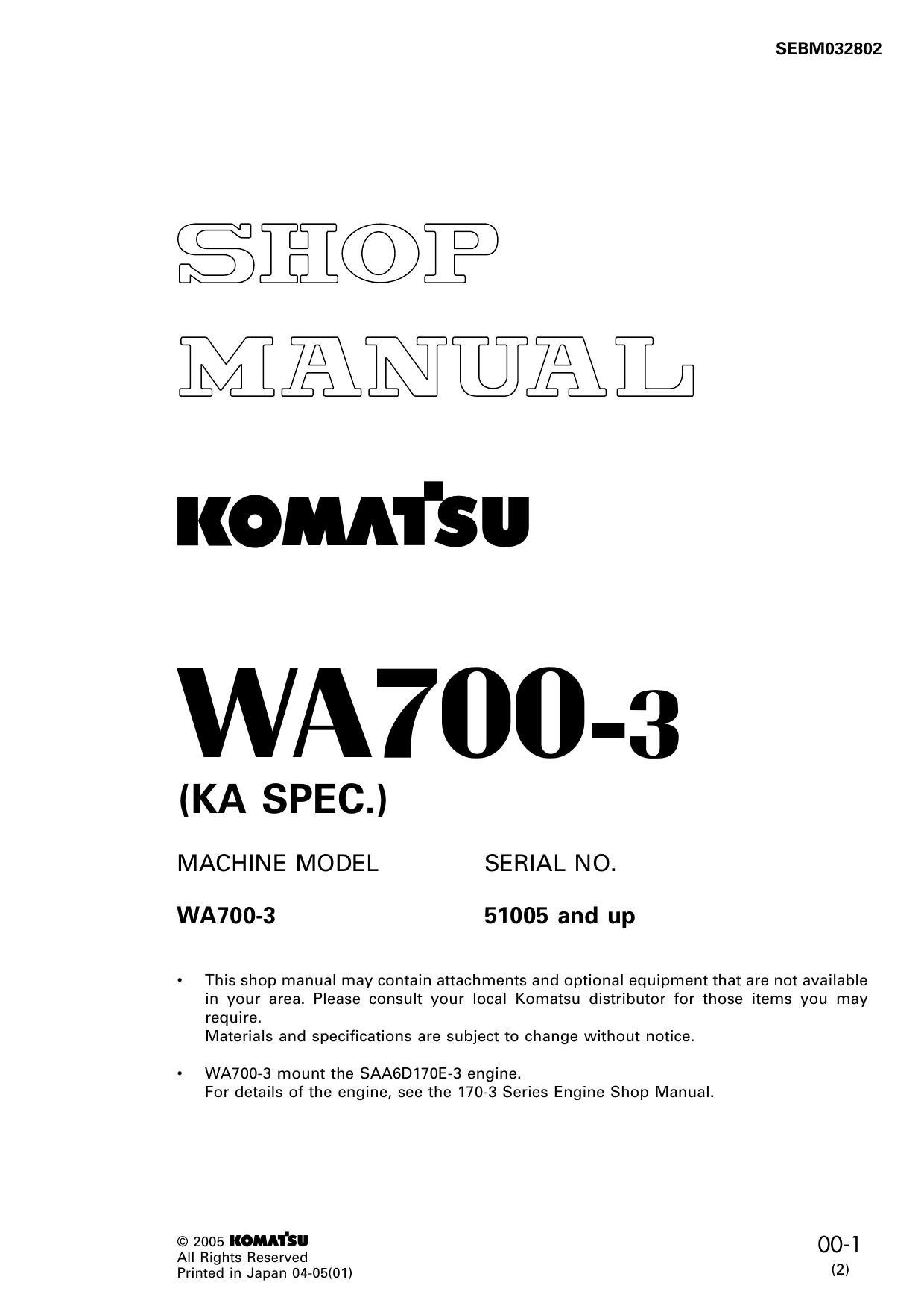 WA700-3 Shop Manual